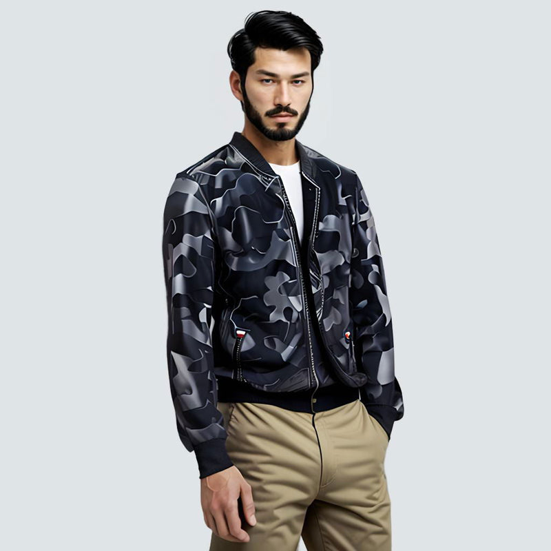 Miki - Winter Camouflage Faux Leather Jacket