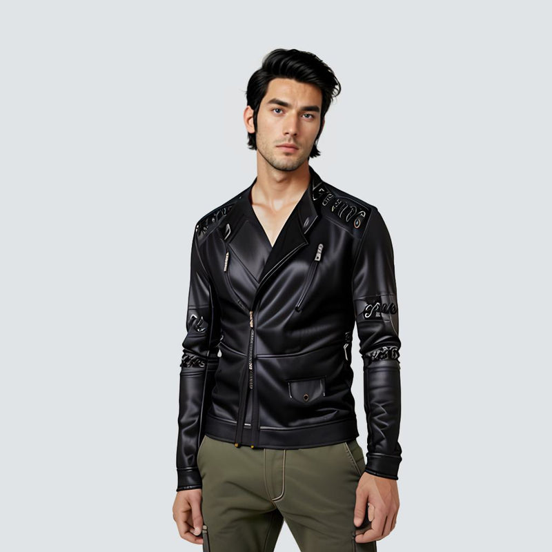 Nijmegen - Classic Lace Up Leather Biker Jacket