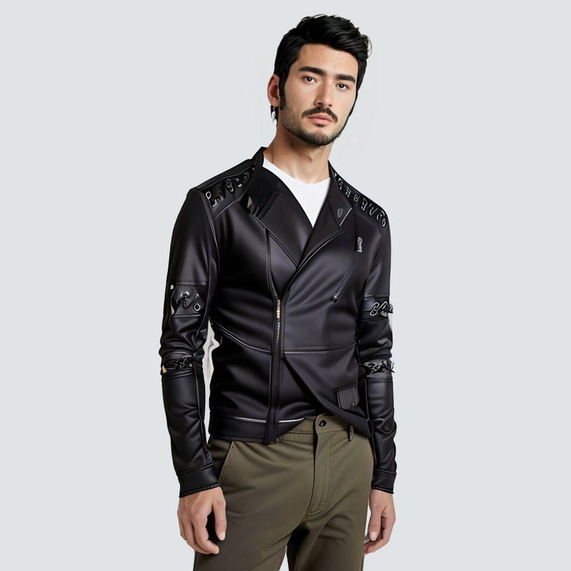 Nijmegen - Classic Lace Up Leather Biker Jacket