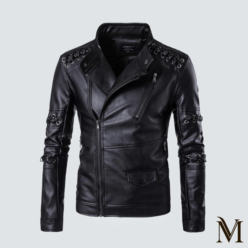 Nijmegen - Classic Lace Up Leather Biker Jacket