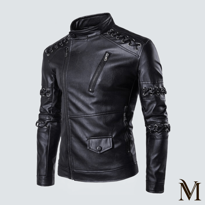 Nijmegen - Classic Lace Up Leather Biker Jacket